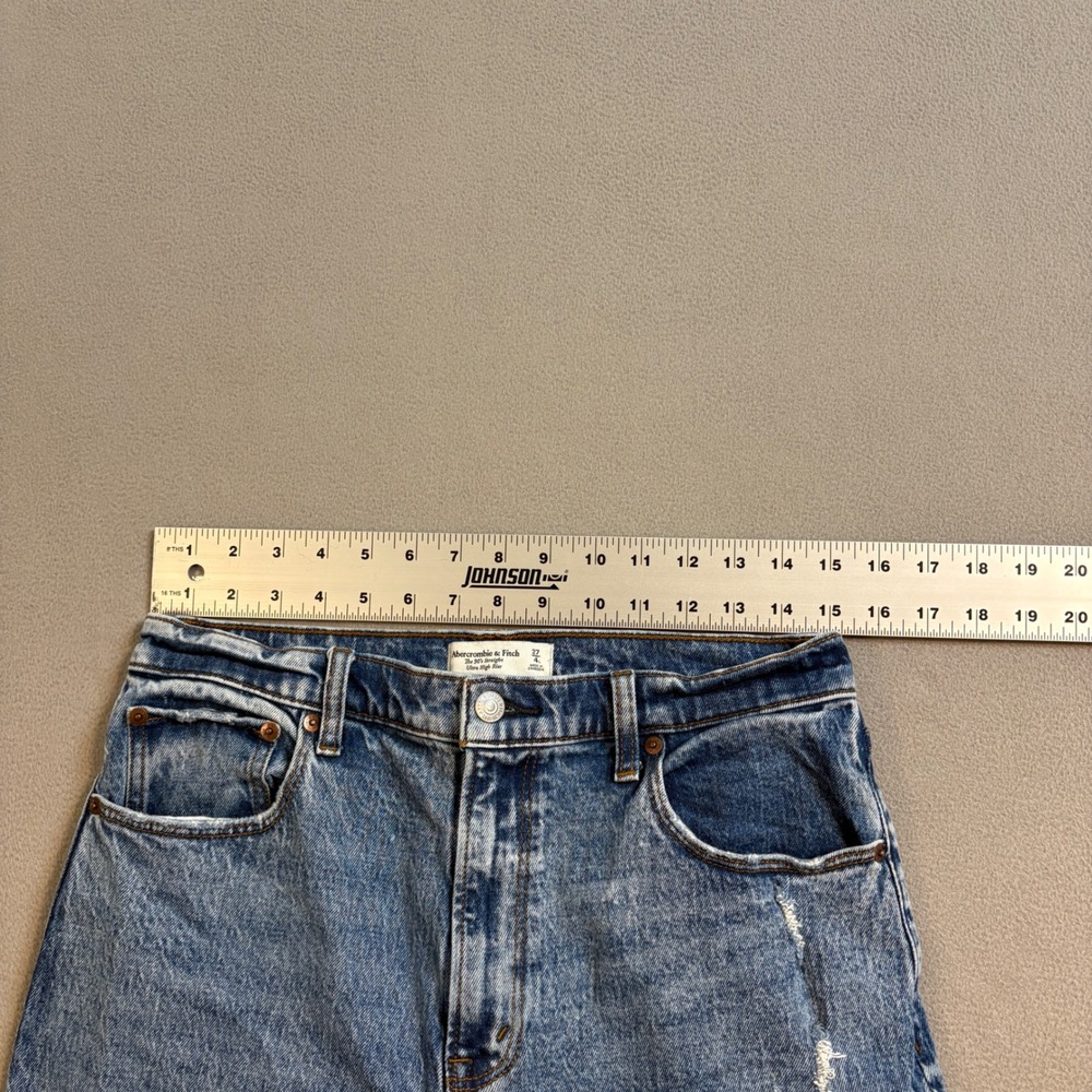 Abercrombie & Fitch The 90s Straight Ultra High Rise Jeans Medium Wash 27 4L - Picture 7 of 10